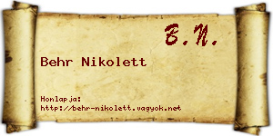 Behr Nikolett névjegykártya
